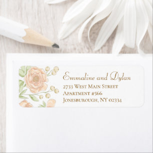 Peach Rose Wedding Return Address Labels