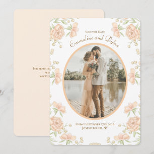 Peach Rose Wedding Save the Date Invitation