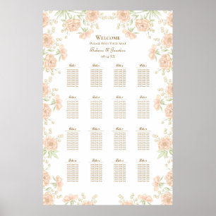 Peach Rose Wedding Seating Chart