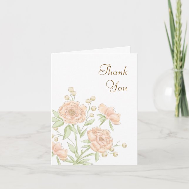 Peach Rose Wedding Thank You Cards (Front)
