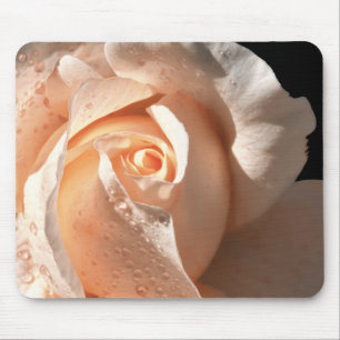 Peach Rose With Dew Mouse Pad