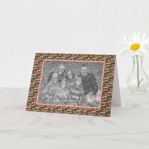Peach Rosebud Floral Personalised Photo  Card