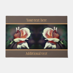 Peach Rosebud Flower Close Up Personalised Doormat