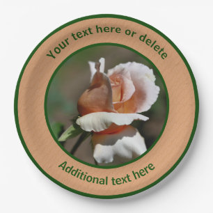 Peach Rosebud Personalised Party   Paper Plate