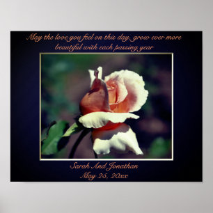 Peach Rosebud Personalised Wedding Gift  Poster