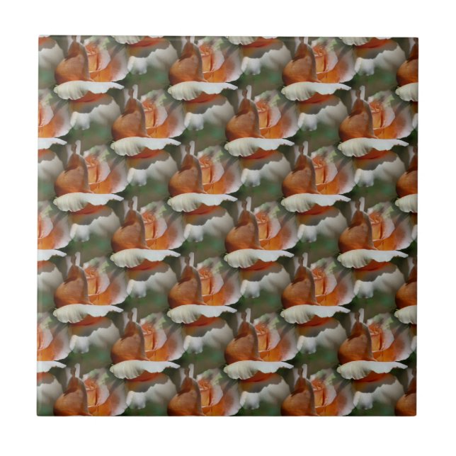 Peach Rosebuds Floral Art Tile (Front)