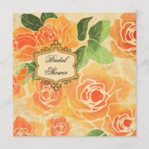 Peach Roses Bridal Shower Invitation