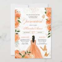 Peach Roses Butterflies Mariposa Quinceanera