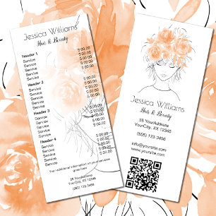 Peach roses cute girl hair beauty price list QR Rack Card