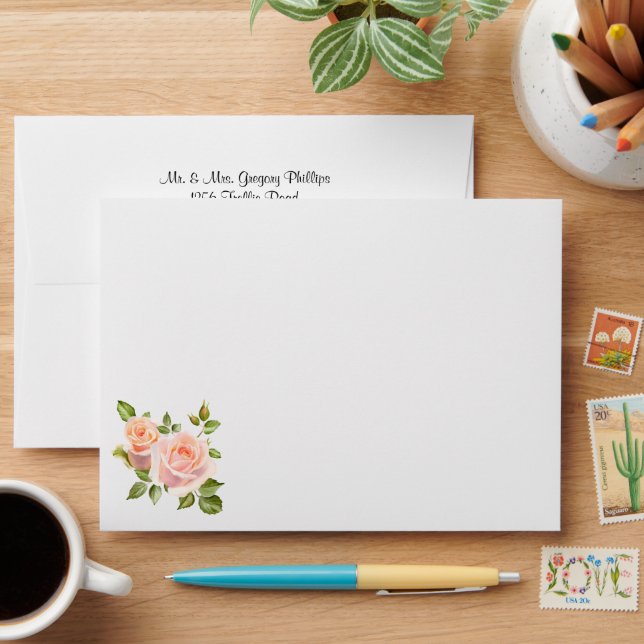 Peach Roses  Envelope (Desk)