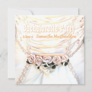 Peach roses floral wedding bachelorette party invitation