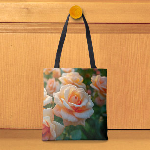 Peach Roses Image No. 2 Tote Bag