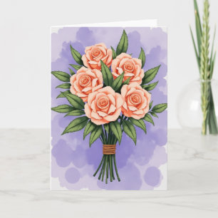 Peach Roses Mothers Day Floral Card