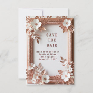 💍 Peach Roses Rose Gold Spring Wedding Decor 🌸 Save The Date