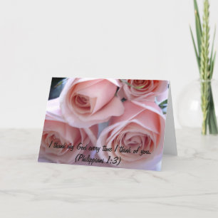 Peach roses thank you card