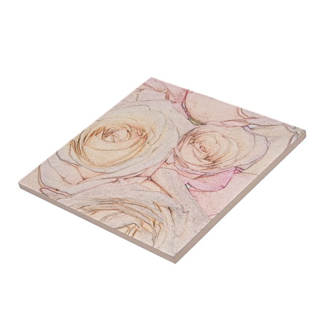 Peach Roses Tile (Side)