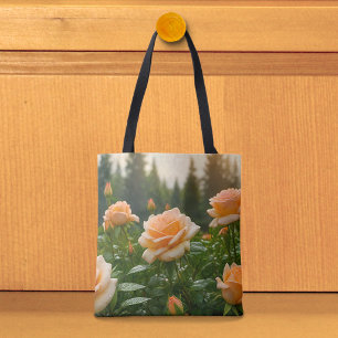 Peach Roses Tote Bag