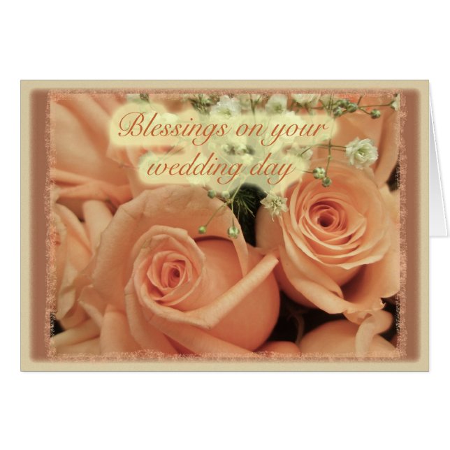 Peach Roses Wedding Blessings (Front Horizontal)