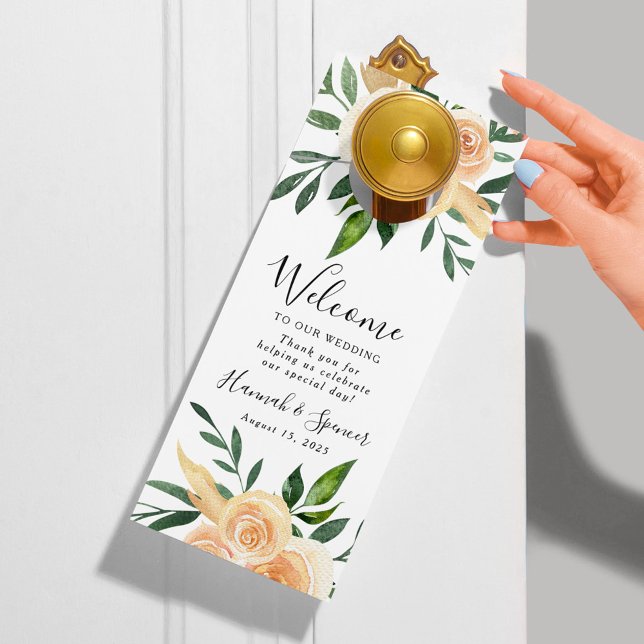 Peach Roses | Wedding Welcome & Do Not Disturb Door Hanger (Creator Uploaded)