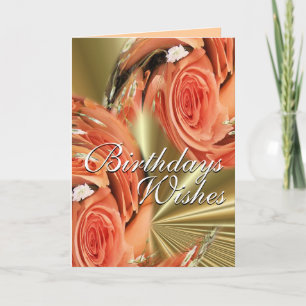 Peach Roses Whirl2-customise any occasion Card