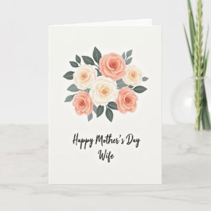 Peach Roses Wifes Day Card
