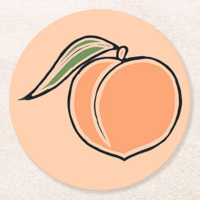 Peach Round Paper Coaster (Front)