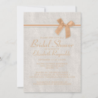 Peach Rustic Burlap Bridal Shower Invitations
