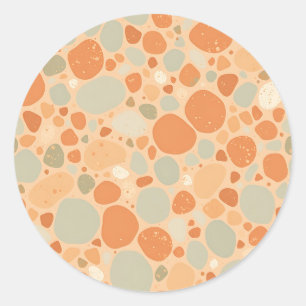 Peach Sage Green Pebble Pattern Abstract Organic Classic Round Sticker