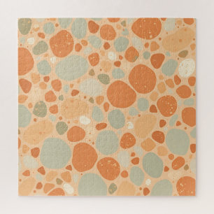 Peach Sage Green Pebble Pattern Abstract Organic Jigsaw Puzzle