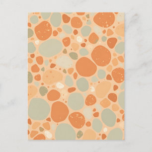 Peach Sage Green Pebble Pattern Abstract Organic Postcard