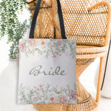 Peach Sage Green Watercolor Floral Bride