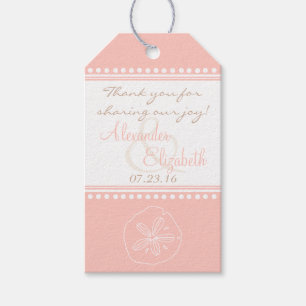 Peach Sand Dollar Beach Wedding Guest Favour Gift Tags