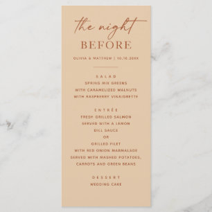 Peach Sand Rehearsal Dinner   The Night Before Menu