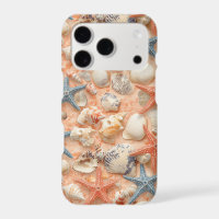 Peach Sand Seashell Starfish Coastal Pattern