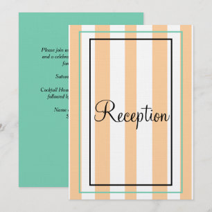Peach Sandy Beach Seafoam Green Monogram Stripes Invitation