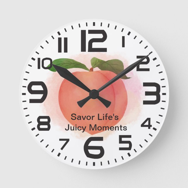 Peach Savour Juicy Moments Custom Quote Round Clock (Front)
