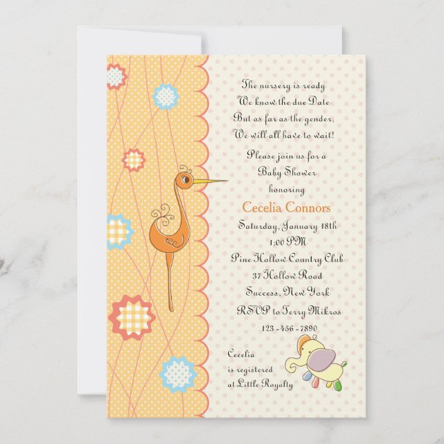 Peach Scalloped Baby Shower Invitation (Front)