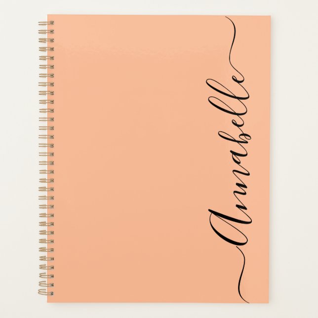 Peach script typography Name Planner (Front)