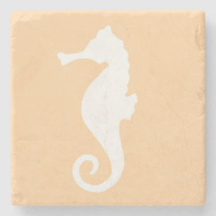 Peach Seahorse Stone Coaster