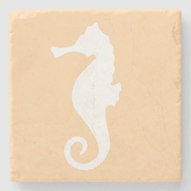 Peach Seahorse Stone Coaster (Front)