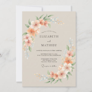 Peach Serene Watercolor Wedding Invitation