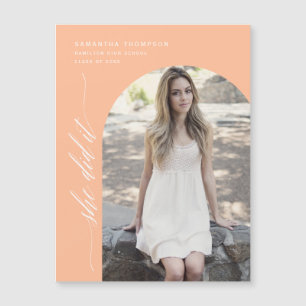 Peach She Did It Arch Photo Graduation Magnet