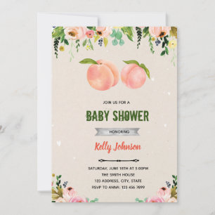 Peach shower birthday invitation