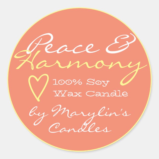Peach Simple Candle Labels with Heart Pastel (Front)