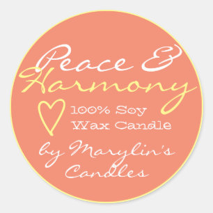 Peach Simple Candle Labels with Heart Pastel