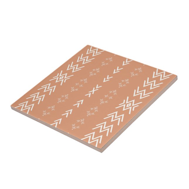 Peach Simple Mudcloth Design Ceramic Tile (Side)
