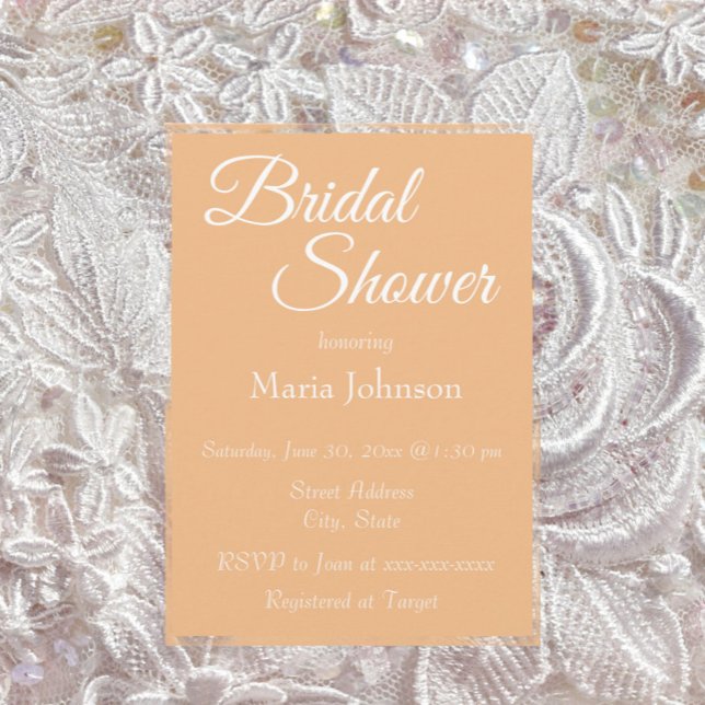 Peach Simple Style Bridal Shower Invitation (In Situ Wedding)