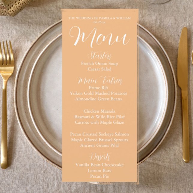 Peach Simple Style Wedding Dinner Menu (In Situ Table)
