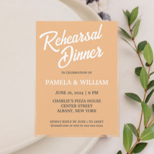 Peach Simple Style Wedding Rehearsal Dinner Invitation