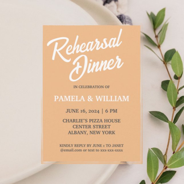 Peach Simple Style Wedding Rehearsal Dinner Invitation (In Situ Wedding)